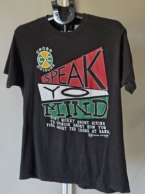 Cross Colours Speak Yo Mind T-Shirt Black & Green Large